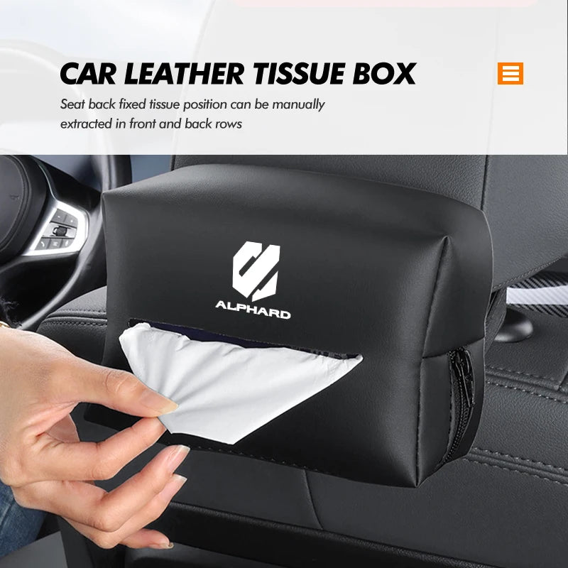 Car Tissue Box Cover Seat Back Hanging Type Tissue Storage Case For Toyota Alphard Vellfire 2003-2011 2012 2013 2014 10 20