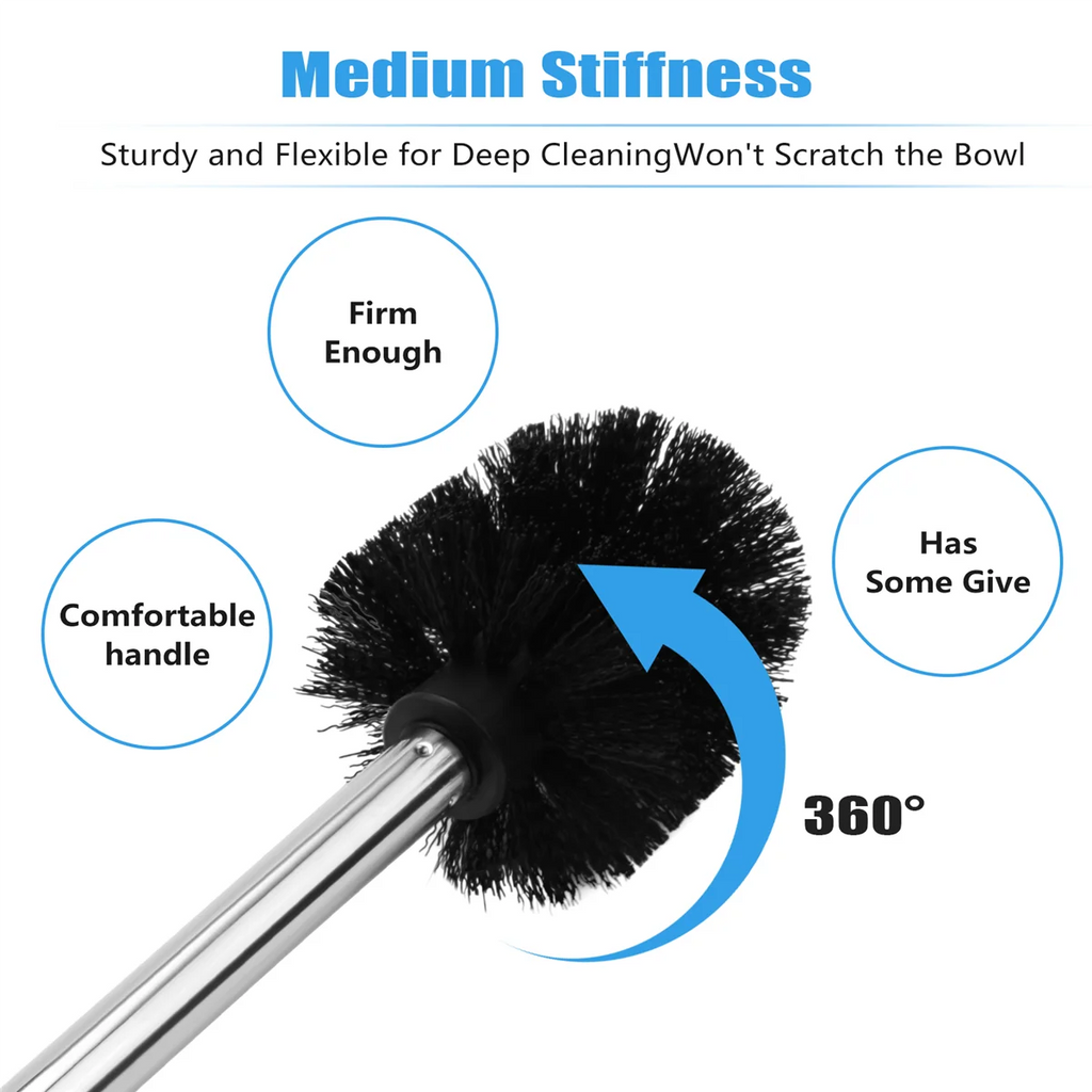 A64E Replacement Stainless Steel WC Bathroom Cleaning Toilet Brush Black Head