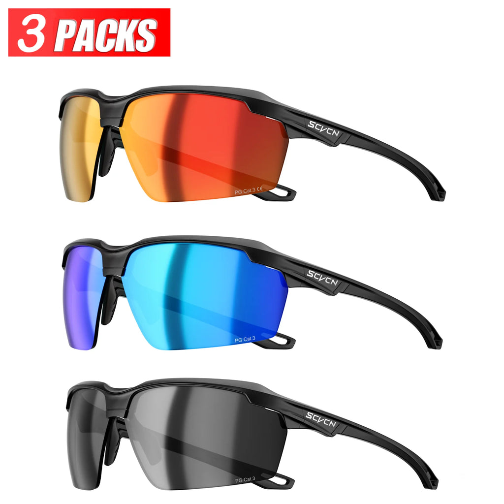 3PACKS SCVCN Hiking Eyewear Photochromic Cycling Sunglasses Glasses Bike MTB Bicycle Golf UV400 Sports Glasses for Men Women