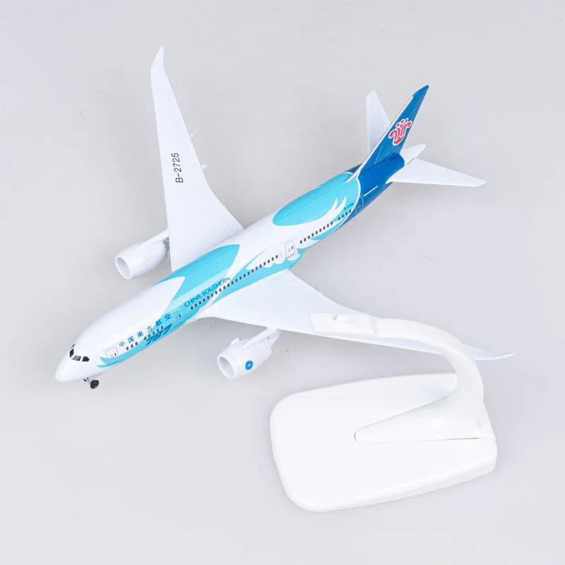 1/300 scale 20cm China Southern B787 Diecast Metal Toy Airplane Model Kit with Stand ＆Wheel for Collections Displays or Gift