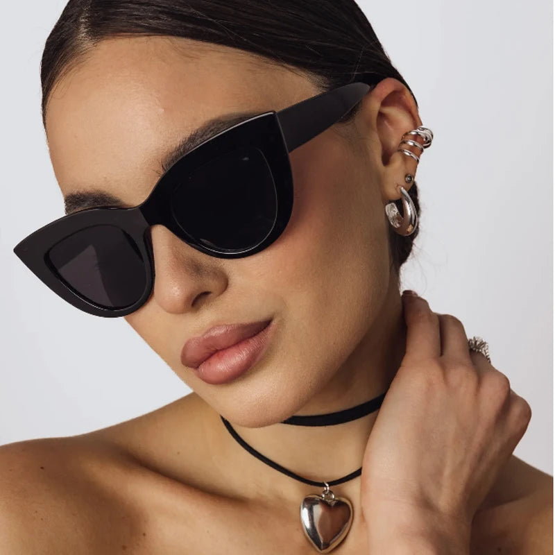 Hiking 2pcs Fashion Cat Eye Anti Light Glasses Woman Vintage Large Frame Gradient Design Glasses for Female UV400 Eyewear