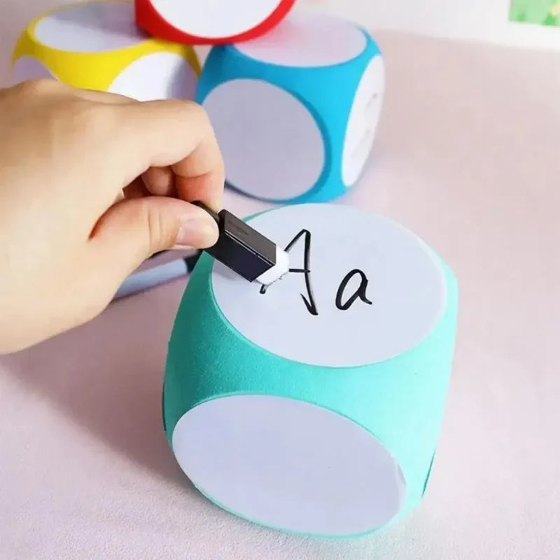 New DIY Blank Dice Erasable Foam Blank Game Cubes Dry Erase Block Writable Playing Dice Kids Educational Toy Classroom Teaching