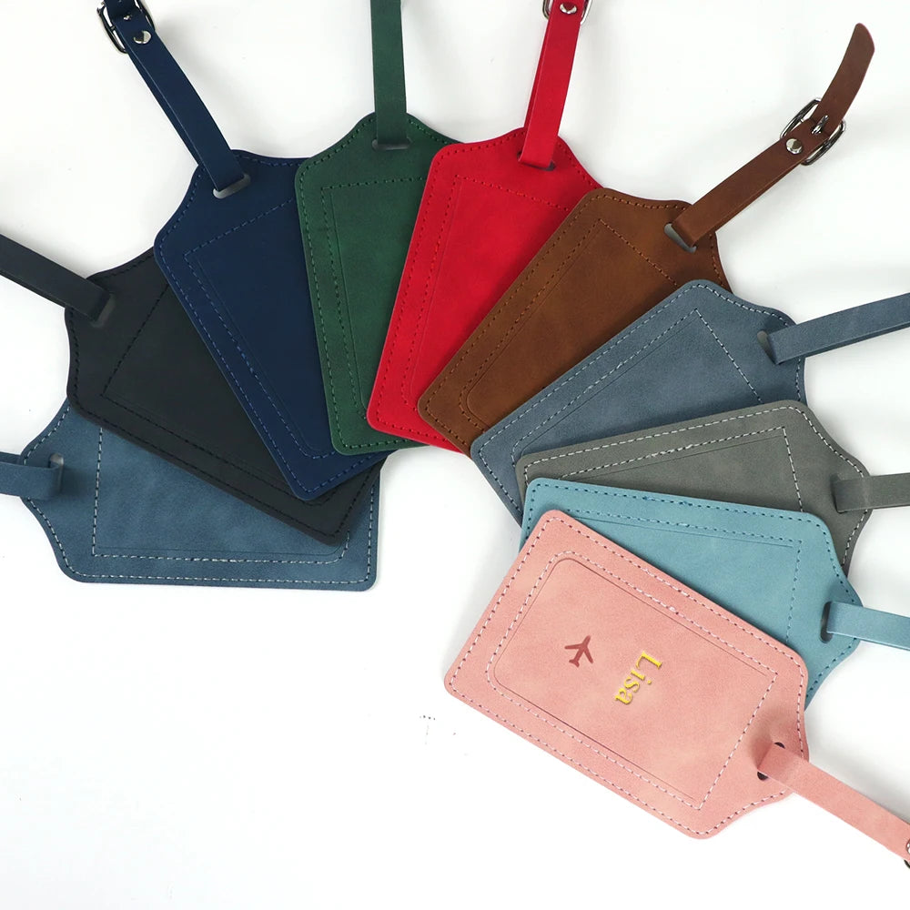 Customized Name PU Leather Name Tag Travel Anti-Loss Accessory Luggage Tag Leather Luggage Boarding Pass