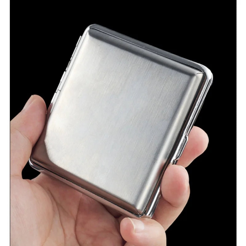 Brushed Metal Cigarette Case 20 Capacity Portable Storage Box Protective Case Smoking Accessories