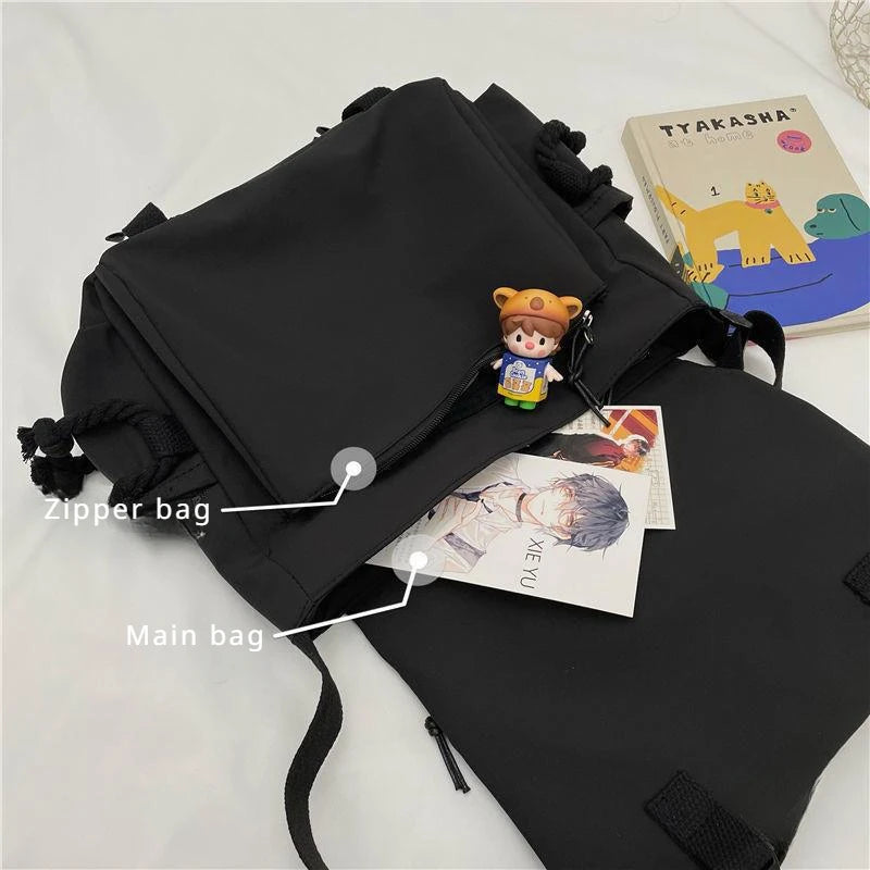 Women Nylon Handheld Shoulder Messenger Bag Versatile Large Capacity Crossbody Bag Retro Work Travel Postman Bag Youth Schoolbag