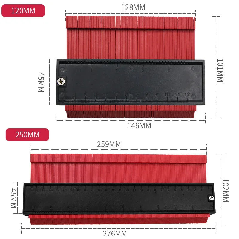 Contour Gauge Duplicator Ceramic Tile Carpet Cutting Template Profile Measuring Angle Ruler Shape Plastic Copy Woodworking Tools