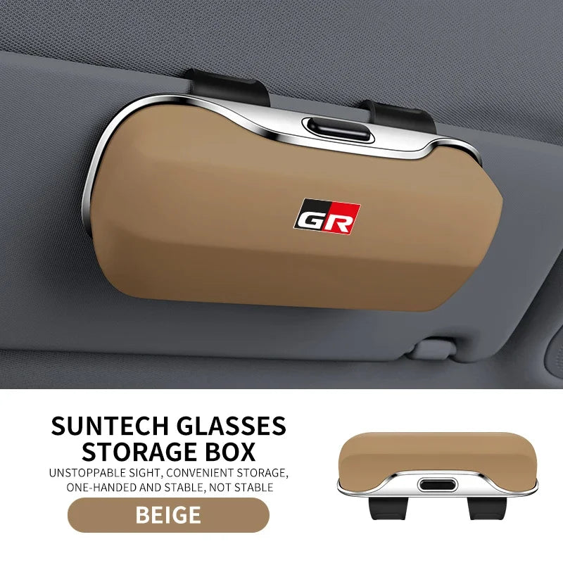 Car Eyewear Case Box Sunglasses Holder Sun Visor Storage Protective Frame Box Glasses Clip For Toyota GR Sport Rav4 Yaris Camry