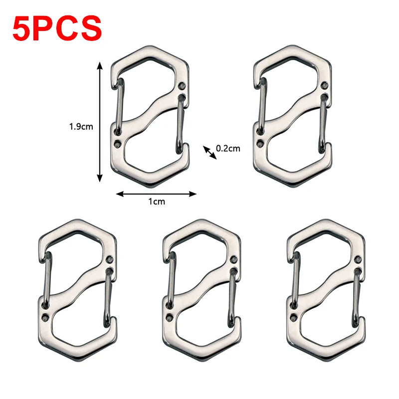 S Type Carabiner with Lock Anti-Theft Outdoor Camping Backpack Buckle Key-Lock Tool Metal Double Hooks Mini Keychain Lock Hook