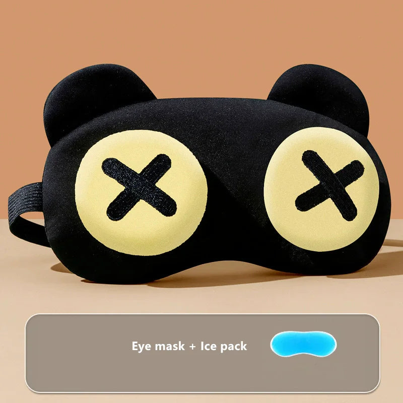 Cute Bear Eye Mask Sleep Aid Light Blocking Breathable Eyeshade for Travel Protective Safety Eye Wear Cold Hot Compress