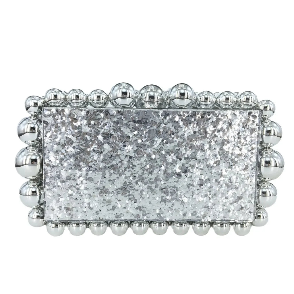 Boutique De FGG Women Acrylic Box Clutch Beaded Evening Handbags Casual Clutches Purse Chain Shoulder Bags Crossbody Bag