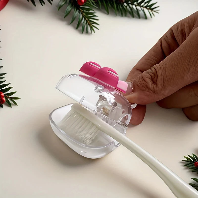 Cute Cherry Design Toothbrush Holder Cherry Pattern Protects Toothbrush Head Features Dual Holes For Drainage And Ventilation