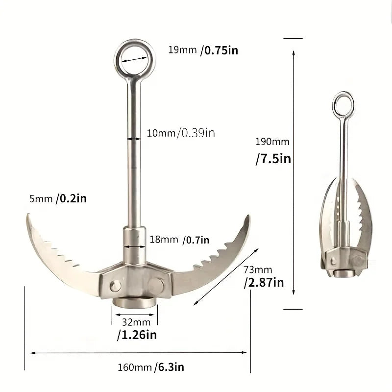 Grappling Hook Folding Claw Multifunctional Stainless Steel Hook for Outdoor Survival   Three paws/  Four paws