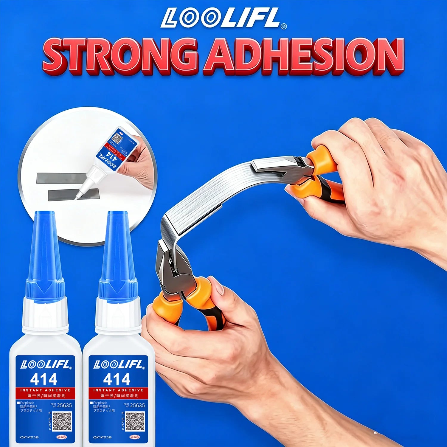 LOOLIFL 414 Multi-Purpose Super Glue Cyanoacrylate Adhesive Instant Fast Adhesive Rubber Wood Glass Stronger All Bonding Glue