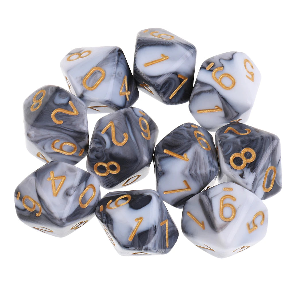 MagiDeal 10pcs 10 Sided Dice D10 Polyhedral Dice for Table Games for Pub Club Games Supplies Dungeons and Dragons Table Games