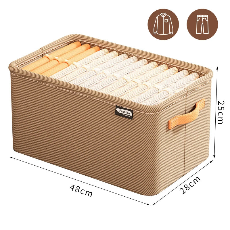 Steel Frame Clothes Storage Box Foldable Fabric Wardrobe Organizer Open Top Drawer Bin for Sweaters Pants Closet Organization