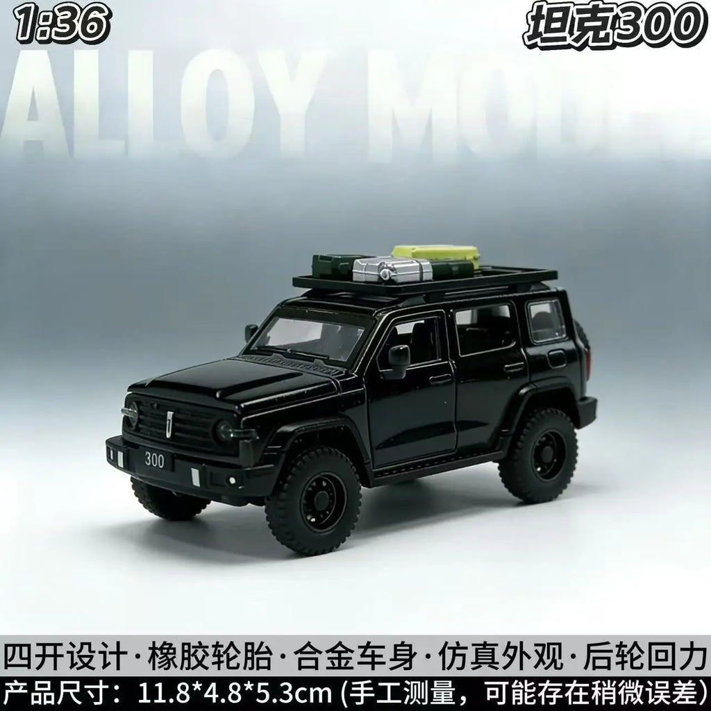 1:36 Scale Tank 300 Alloy Diecast Model Premium Off-Road Vehicle with Detailed Wheels for Collection Gift Ornament Display