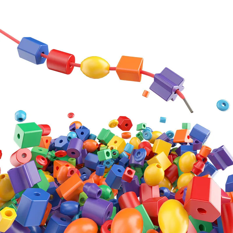 Beads Toys Plastic Children Handmade DIY Puzzle Early Education Toy Rope Threading Games Kids Self Made Bracelet Necklace Gifts