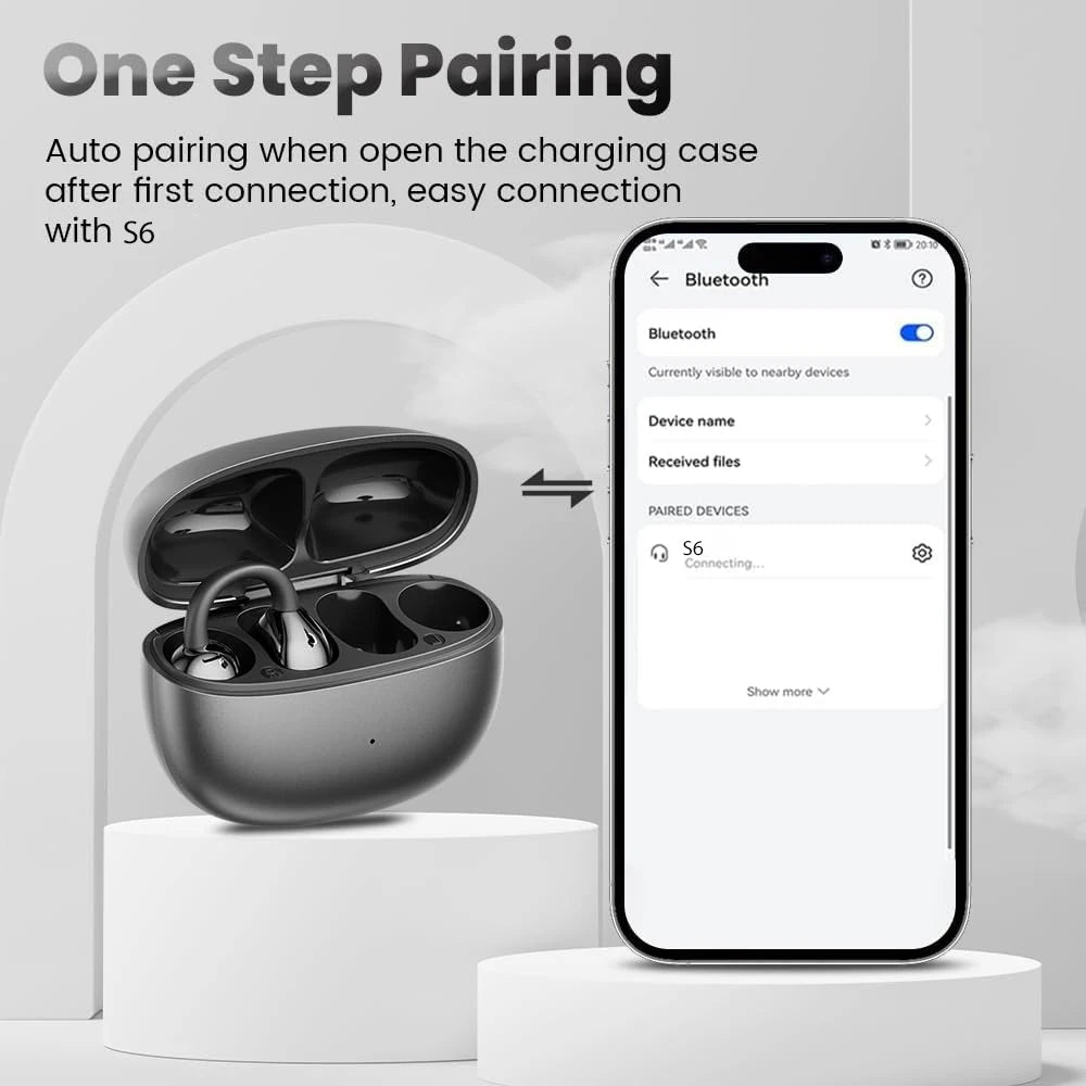 UYUXIO BT 5.4 Clip on Wireless Earbuds XP7 Waterproof Long-Battery Life Over Earphone with 72H Play Time Ear Buds for Sport