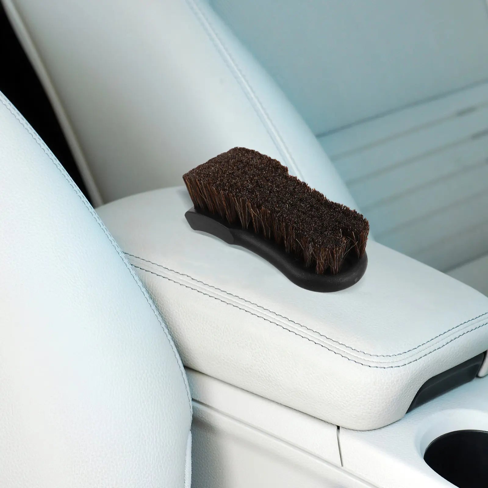 Car Interior Cleaning Brush Soft Horse Hair for Fake Fabric Seats Ergonomic Handle Detailing Tool Soft Detailing Brush