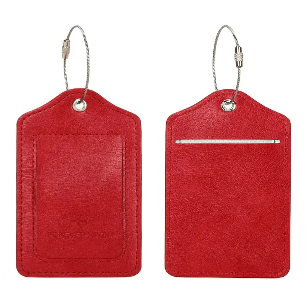 Women Man Anti Loss Wire Rope Loop Leather Luggage Tags Privacy Protection Cover Versatile Baggage Tag Waterproof Boarding Pass