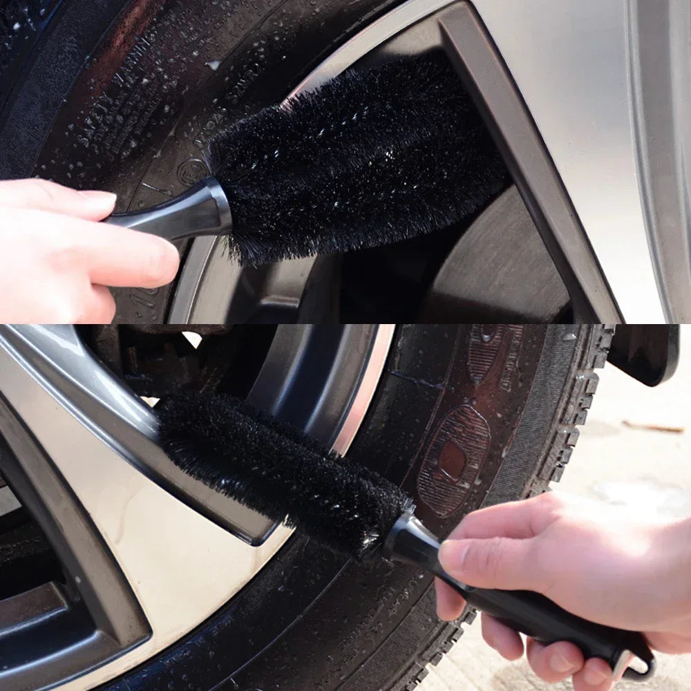 Car Wheel Brush Tire Cleaning Brushes Tools Car Rim Scrubber Cleaner Duster Handle Motorcycle Truck Wheels Car Detailing Brush