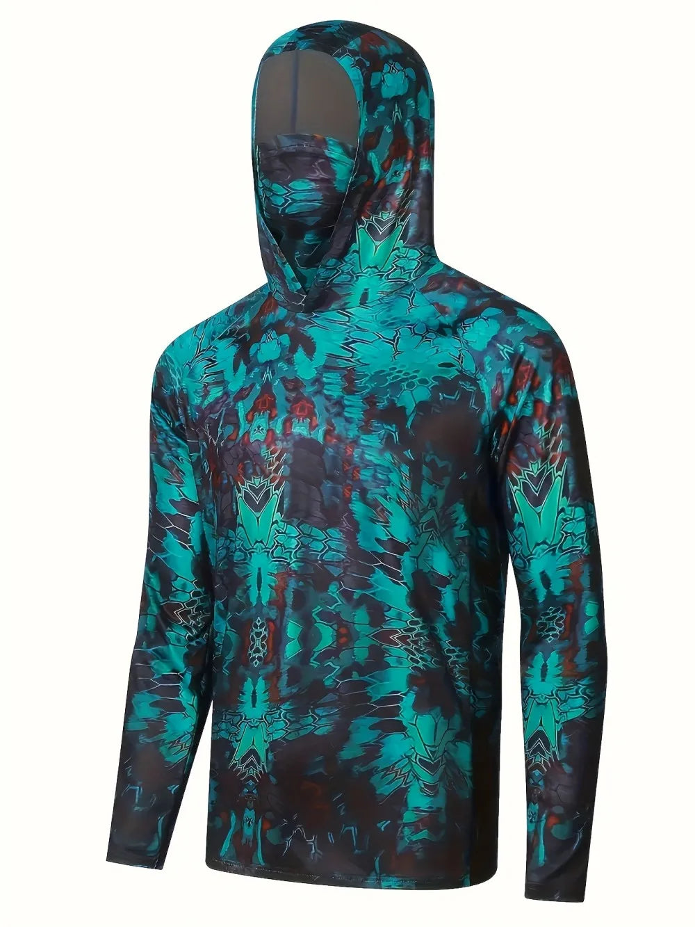 American men's summer camouflage graffiti print micro elastic breathable fishing suit long sleeved T-shirt outdoor casual top