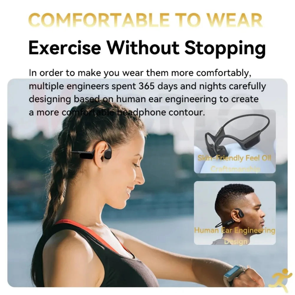 2027 New IPX8 Waterproof Bluetooth 5.4 Swimming Diving Bone Conduction Headphone Player Summer Sports Cycling Music Headset