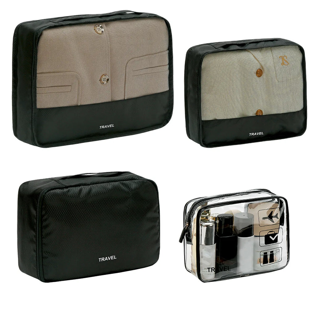 3pcs Set Travel Clothes Storage Bag Waterproof Packing Cubes Mesh Visible Travel Suitcases Organizer Pouch Luggage Organiser