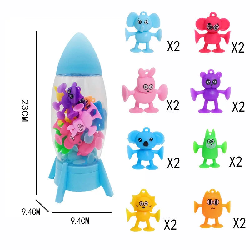 Montessori Animal Silicone Soft Building Blocks Children Toys DIY Suction Cup Assembly Construct Sensory Play Educational Toys