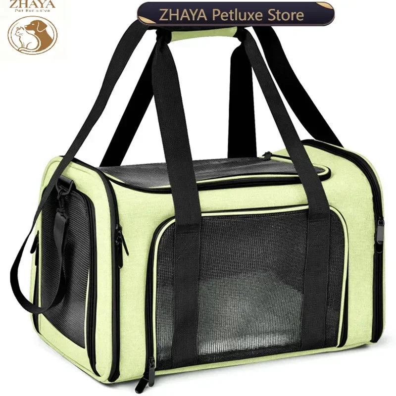 ZHAYA Foldable Pet Carrier Backpack Breathable Large Capacity Car Travel Cat Dog Small Portable Anti Shedding Pet Supplies