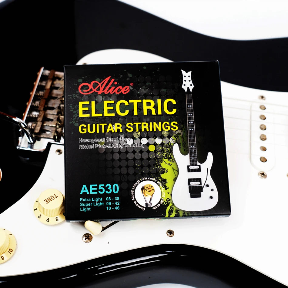 Alice AE530 Electric Guitar Strings Hexagonal Steel Core Nickel Plated Alloy Wound 008-038/009-042/010-046 Performance Practice
