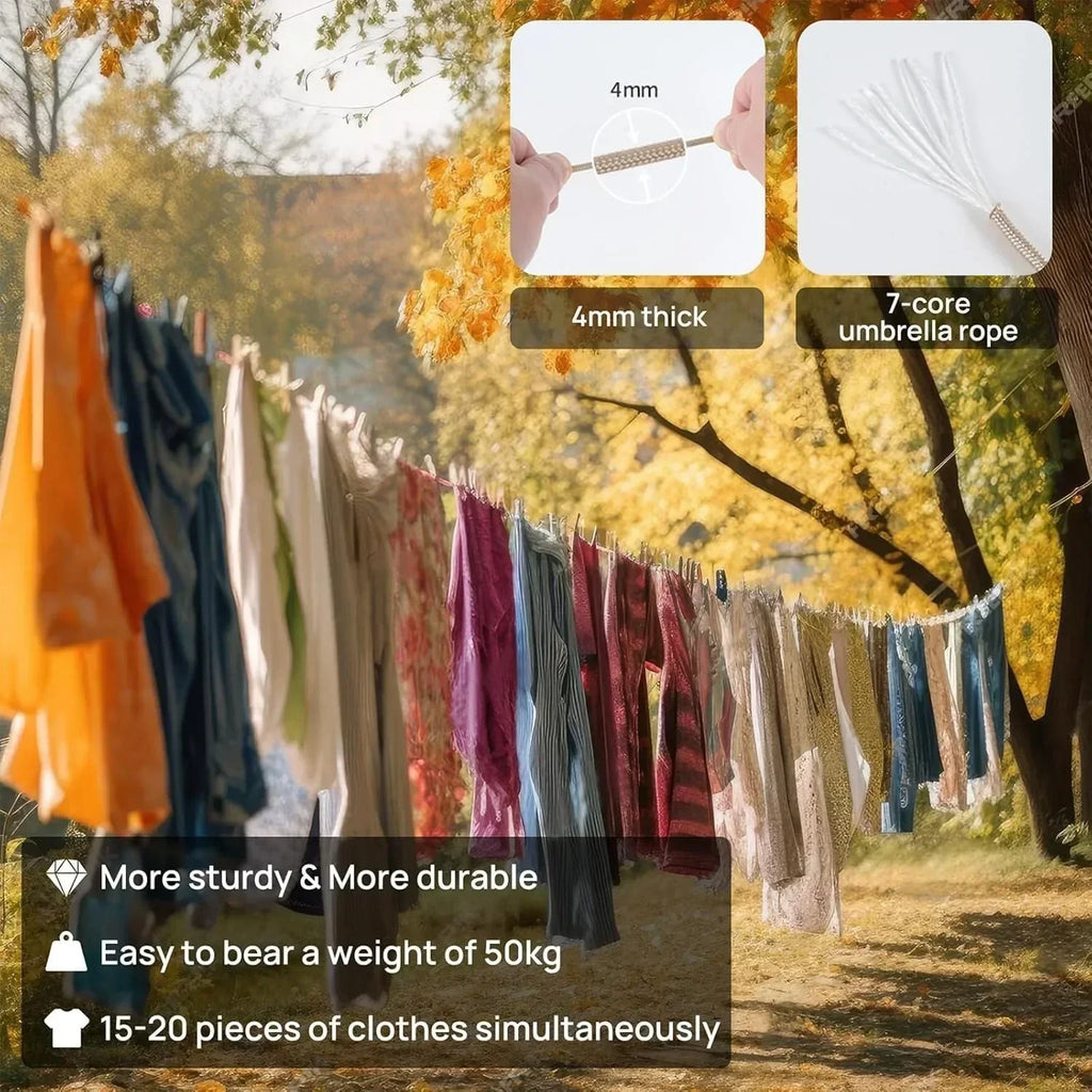 CZHIYAO 1Pc 10M Portable Travel Clothesline Adjustable Camping Clothing Line Suitable For Hotel Backyard Hiking Outdoor/Indoor