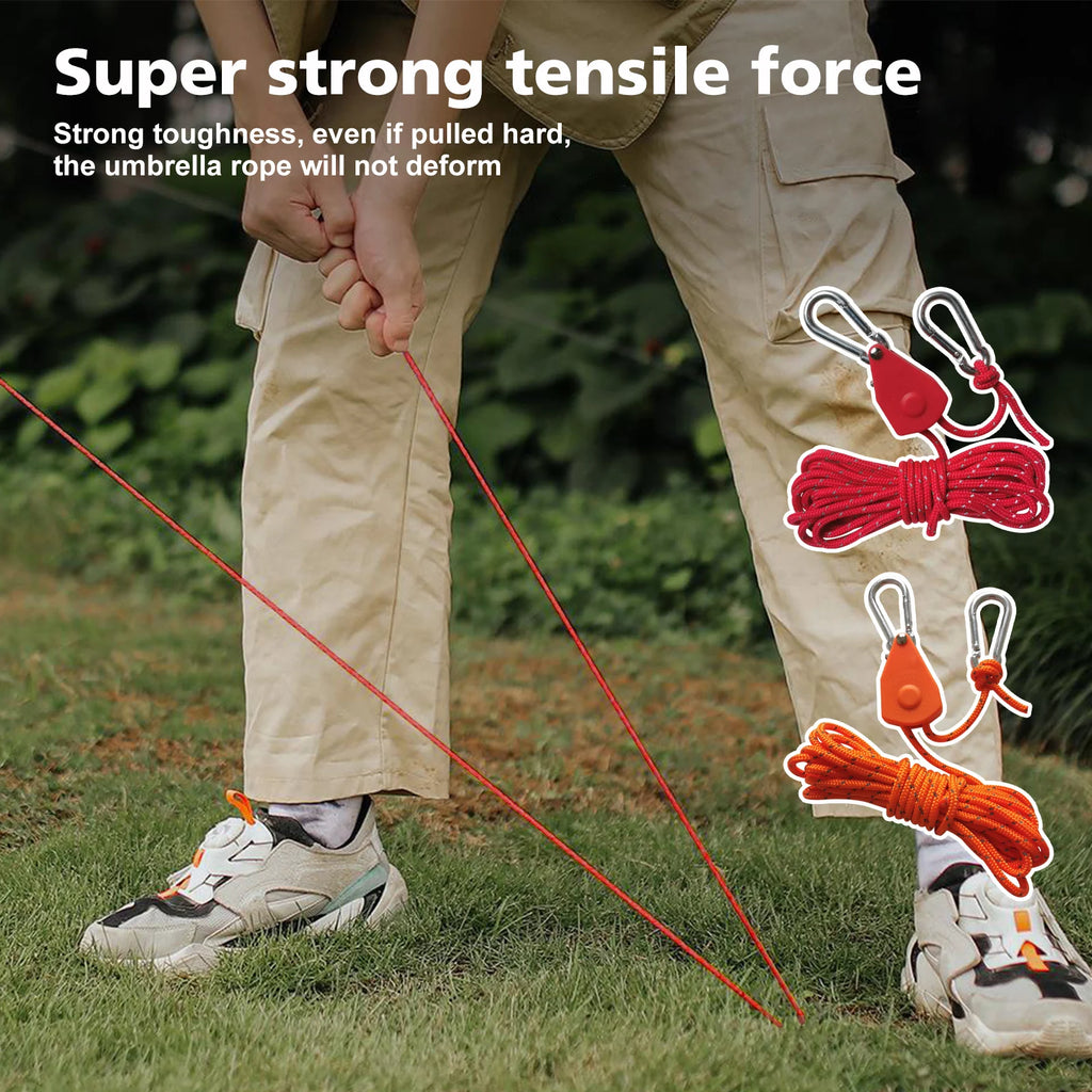 Travel Portable Clothesline with Buckle Outdoor Camping Tent Umbrella Rope Windproof Pulley Adjuster Ropes Lamp Hanging Tool