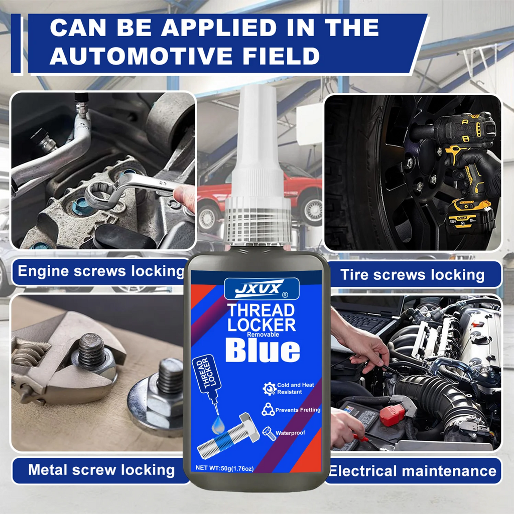 JXVX 50ml Blue Medium Strength Threadlockers, Universal Anaerobic Thread Quickly Cured Adhesives, For All Metal Threaded Components, Removable Waterproof Curing Metal Glue,Rustproof.