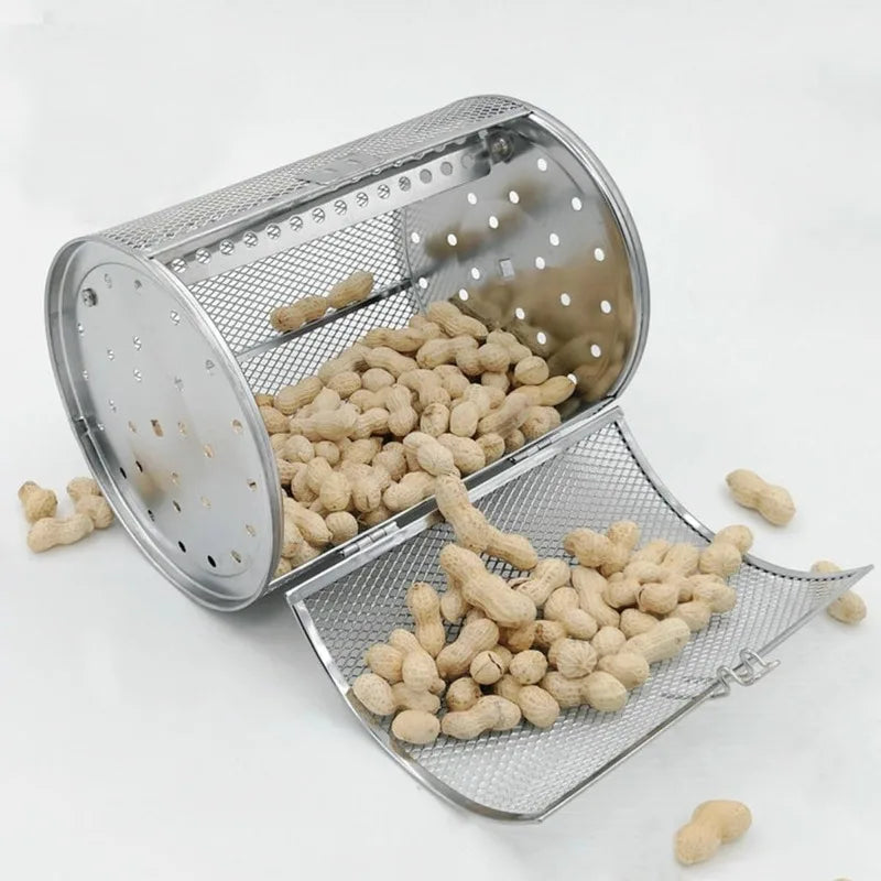 Stainless Steel Rotary Baking Cage Rotisserie Basket Oven Round Rack Basket Non-Stick Washable Grill Roaster Kitchen Accessories