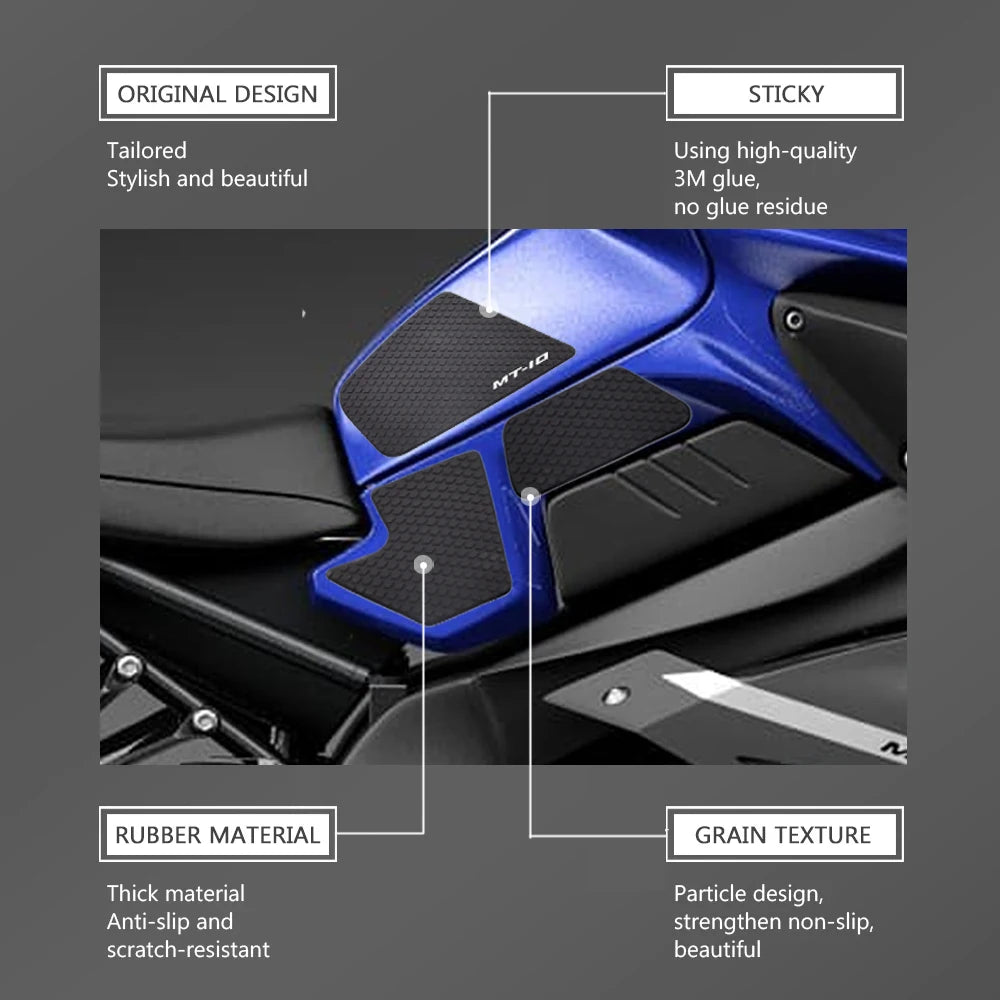 For MT-10 MT10 MT 10 FZ10 FZ-10 FZ 10 Side Fuel Tank pad Tank Pads Protector Stickers Decal Gas Knee Grip Traction Pad Tankpad