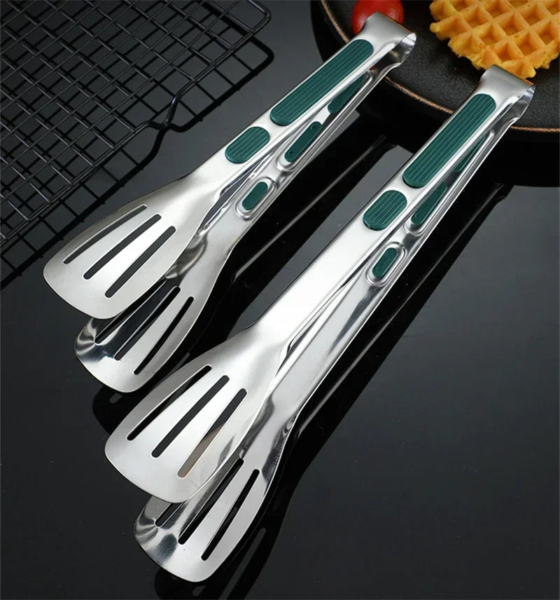 7/9/12Inch Anti-Slip Stainless Steel Kitchen Food Tongs Grill Meat Bread Serving Clip Barbecue Buffet Clamp Cooking Accessories