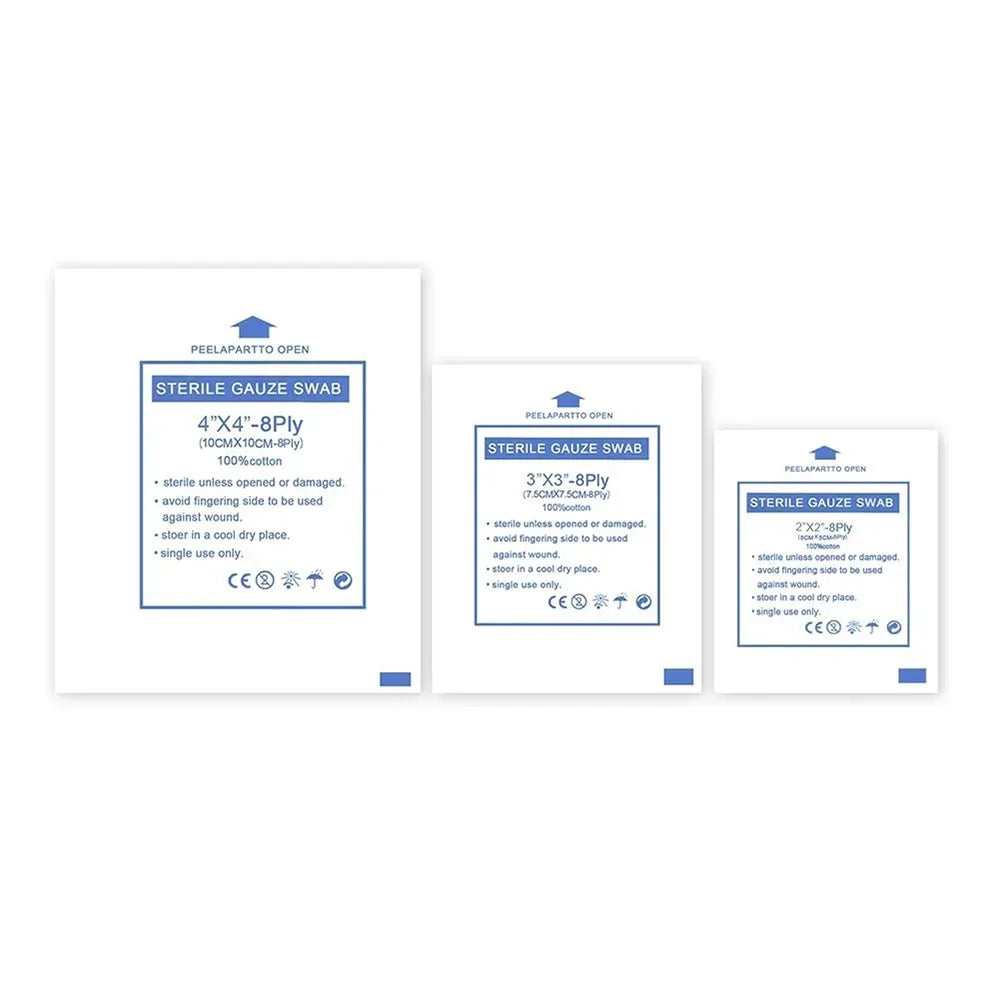 Medical Disposable Gauze Pads First Aid Gauze CompressIndividually Wrapped Gauze Sterile 3 Sizes Wound Care Compress Pads