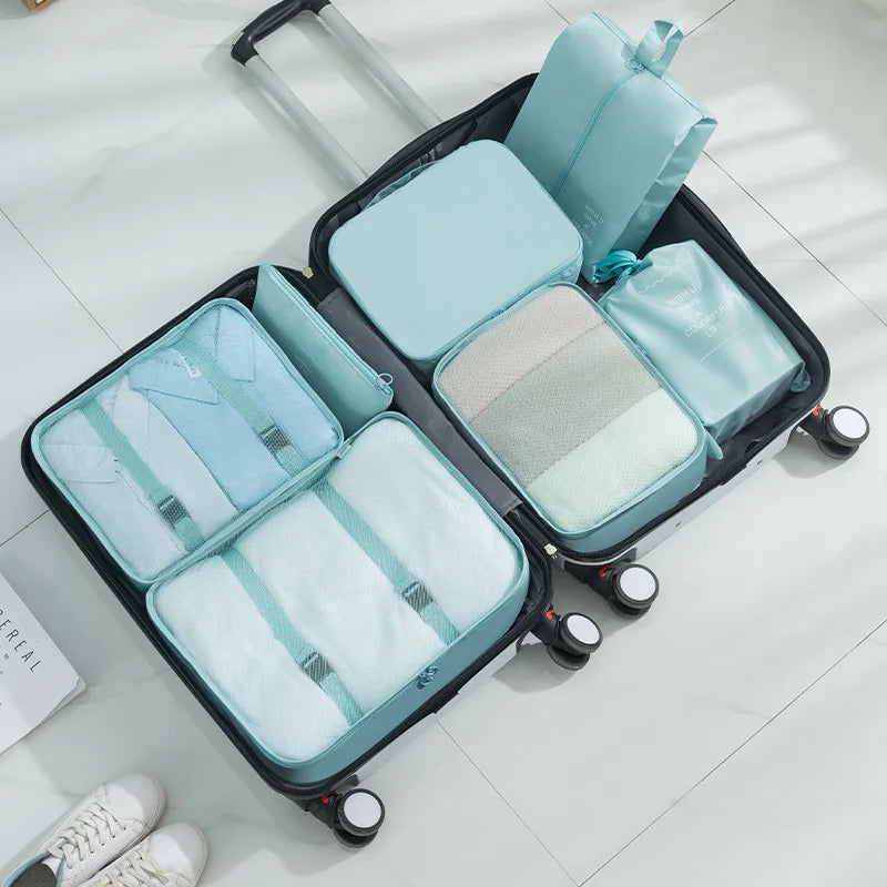 7-Piece Packing Cubes Set - Travel Luggage Organizer Bags for Clothes, Shoes & Blankets, Suitcase Storage Pouches