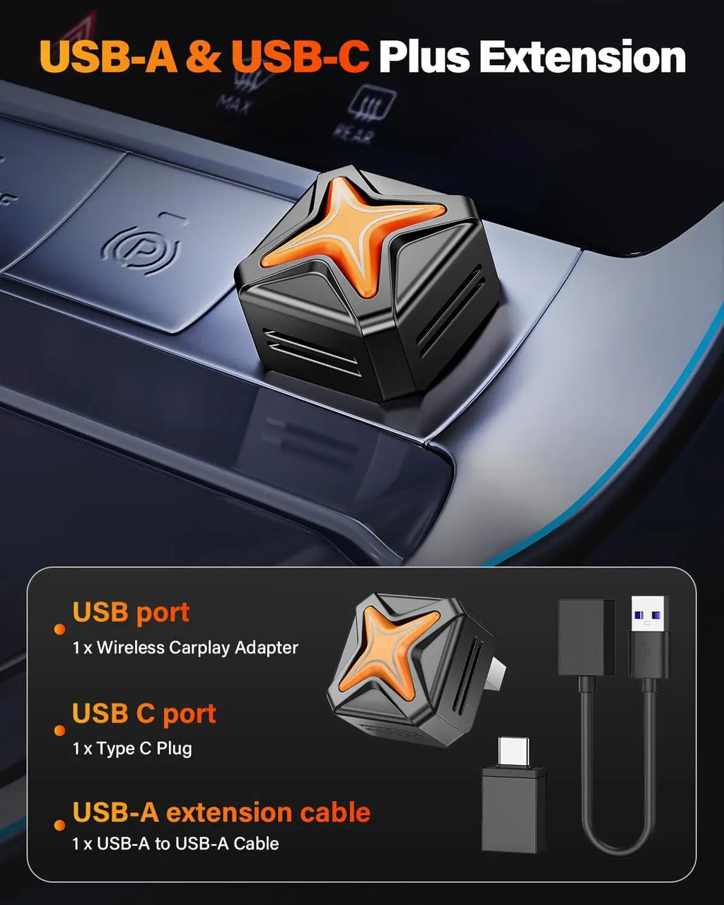 Mini Wireless CarPlay & Android Auto Adapter – A7 Chip, One-Tap Switch, 3s Auto-Connect, Bluetooth 6.0, 5.8GHz Wi-Fi, for iOS 12+ & Android 11+