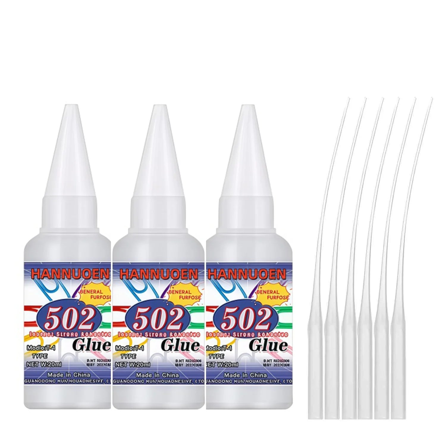 Super Glue Instant Quick-drying Cyanoacrylate Adhesive Leather Rubber Glass Wood Metal Strong Bond Liquid 502 Glue Tool 20g