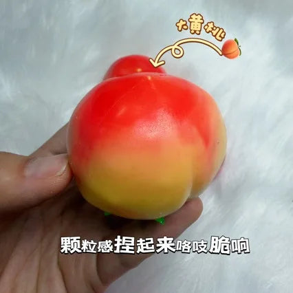 Fruit Peach Handmade Ball Squishy Toy Crispy Sound Slow Rising Stress Relief for Adults Anti-Anxiety Squeeze Sensory Fidget Toy