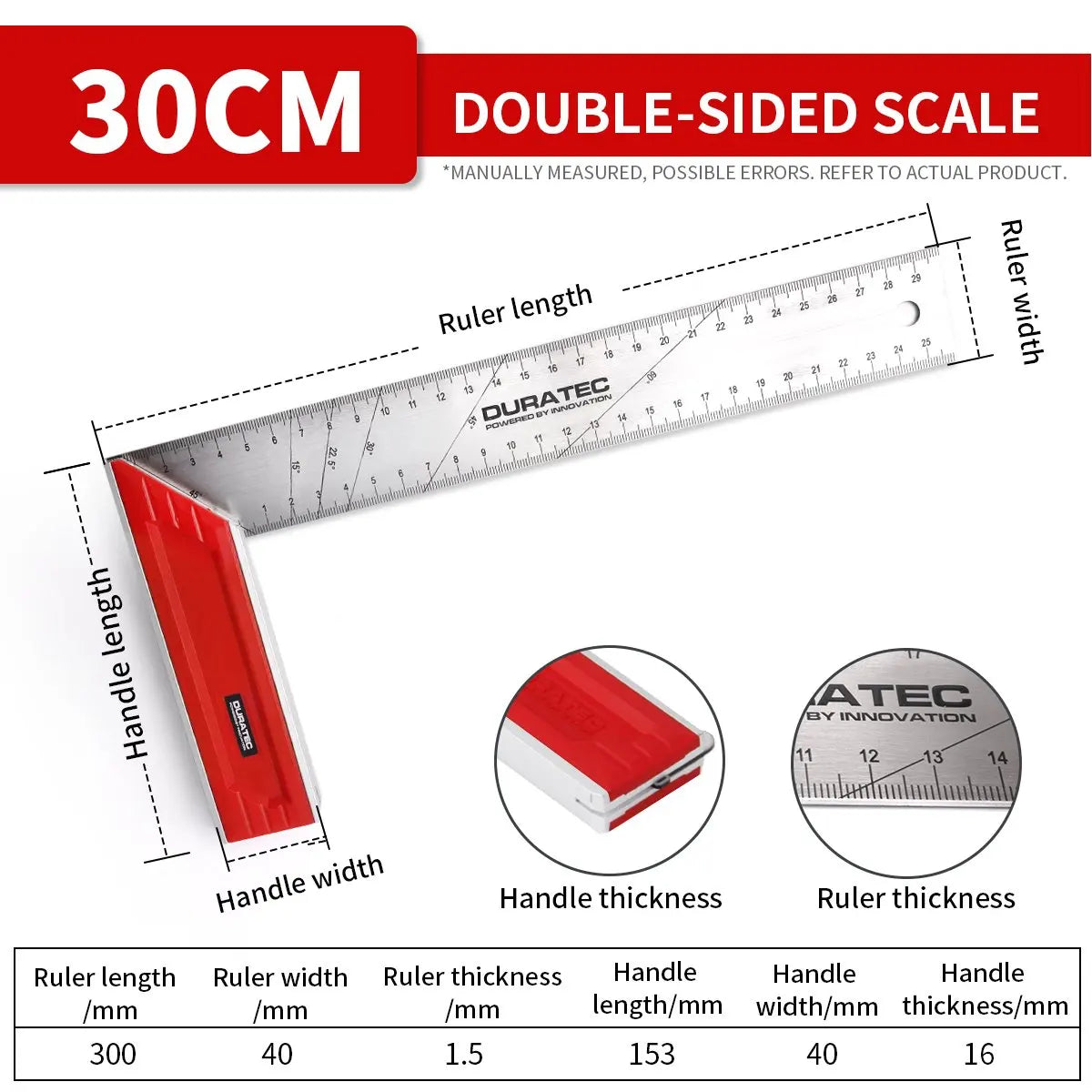 1pc 20-40mm Aluminum Alloy Square Ruler Right Angle 90 Metric Gauges Turning Ruler Woodworking Ruler L-shaped Measuring Tool