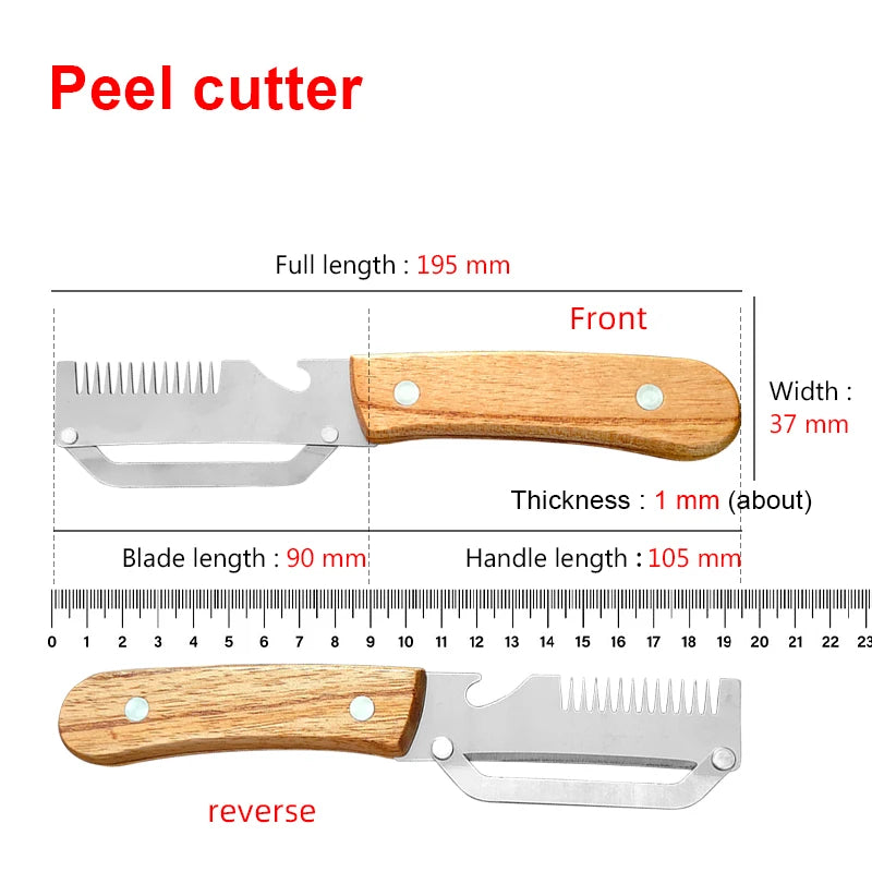 Stainless Steel Vegetable Peeler with Wooden Handle 3-in-1 Fruit Potato Peeler with Bottle Opener Kitchen Peeling Cooking Tools