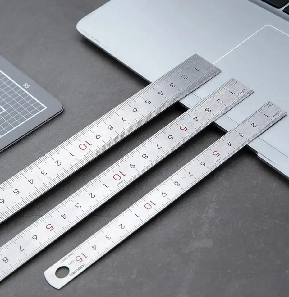 Deli 1Pc Stainless Steel Ruler 15/20/30/40/50cm Metal Straight Ruler for Home School Precision Measuring Drawing Tool Supplies