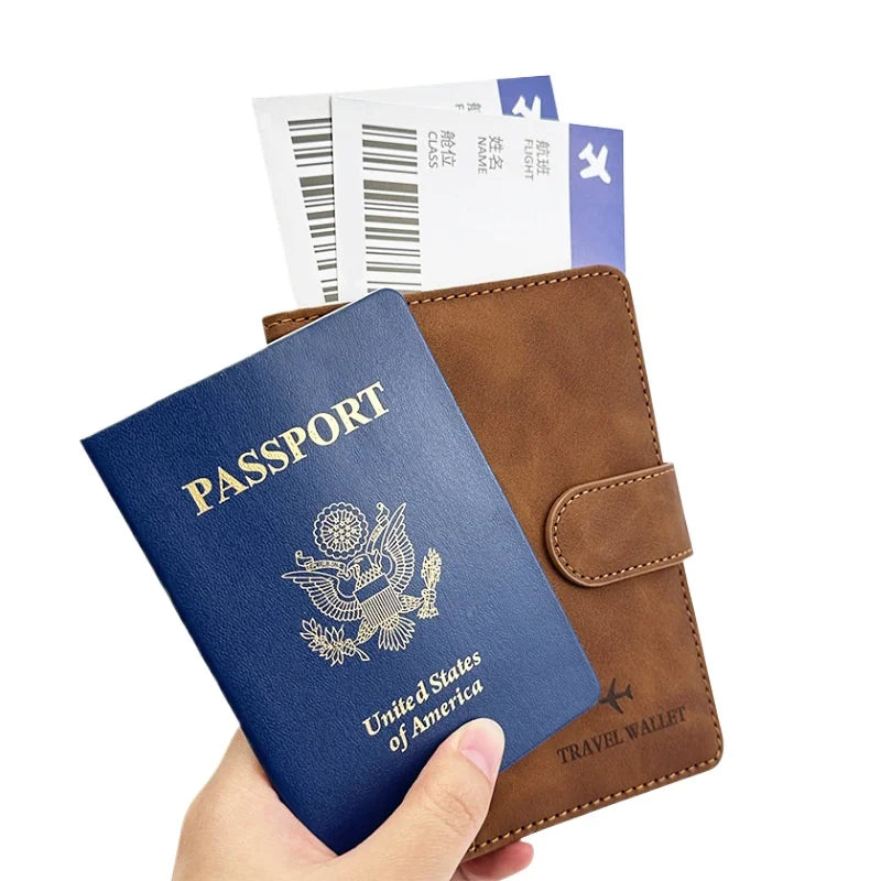 PU Passport Holder Travel Wallet Stop RFID Passport Covers Splicing Magnetic Buckle Passport Pouch ID Holder Air Ticket Holder
