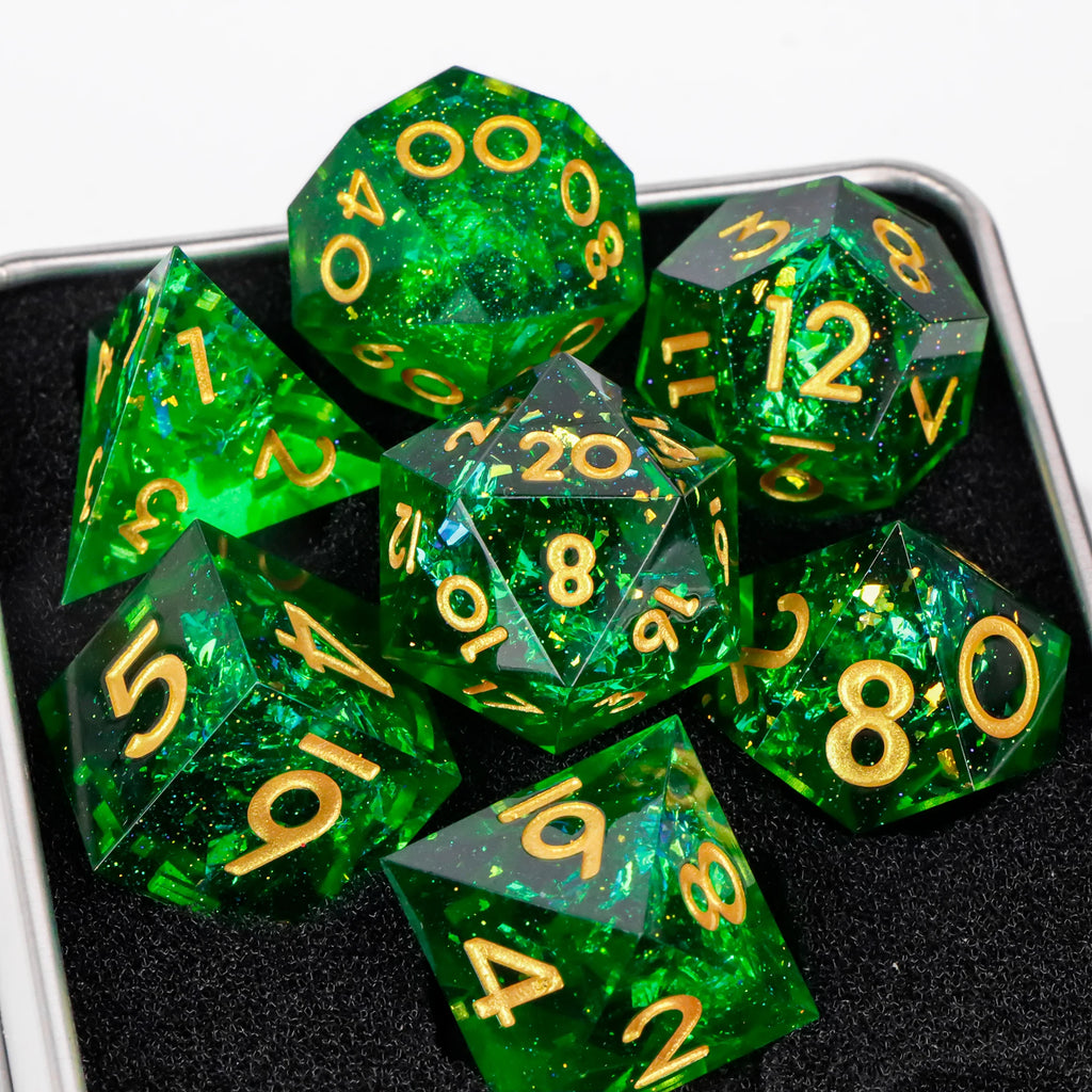 Blue Resin D&D Dice Set 7pcs Polyhedral Dice for Dungeons and Dragons, RPG Dice Role Playing Games D4, D6, D8, D10, D12, D20