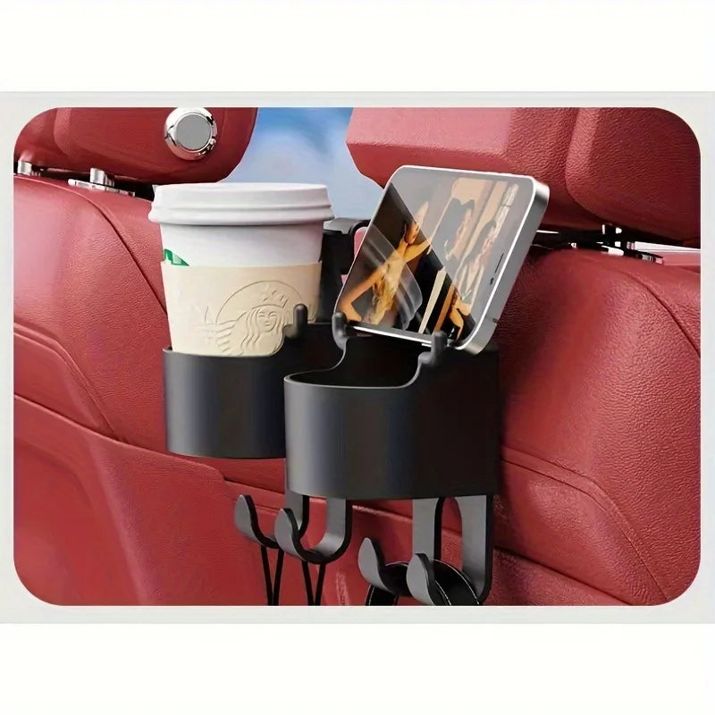 Multifunctional Car Seat Back Organizer with Hooks Cup Holder And Storage Box Durable Sturdy PP Material