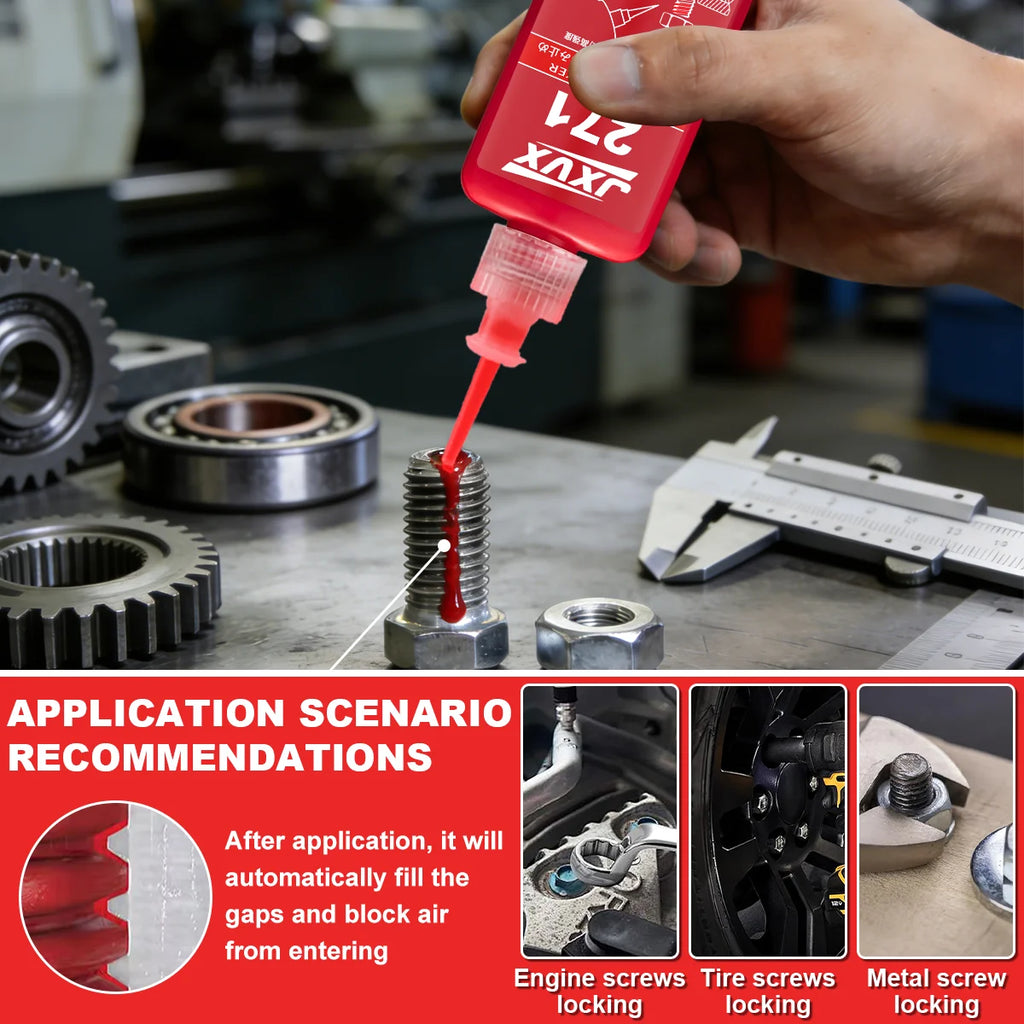 Jxvx 100% High Strength Red Adhesive for Fixing Screws, 50ml Anaerobic Glue, Anti-Loose Screw Glue, Fast Curing Thread Fixing Adhesive for Screw, Widely Used