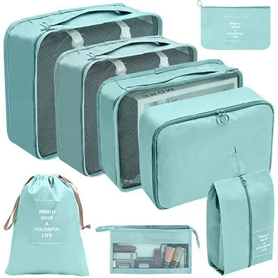 8/9PCS Set Packing Cubes For Travel Waterproof Clothes Underwear Shoes Toiletries Organizer Tidy Pouch Travel Storage Bag